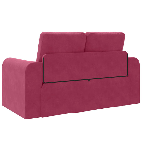 Weinrotes Samt Schlafsofa 148 cm