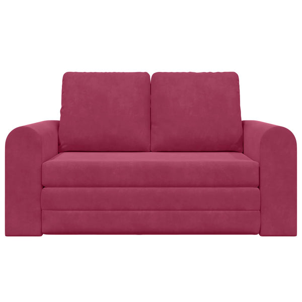 Weinrotes Samt Schlafsofa 148 cm