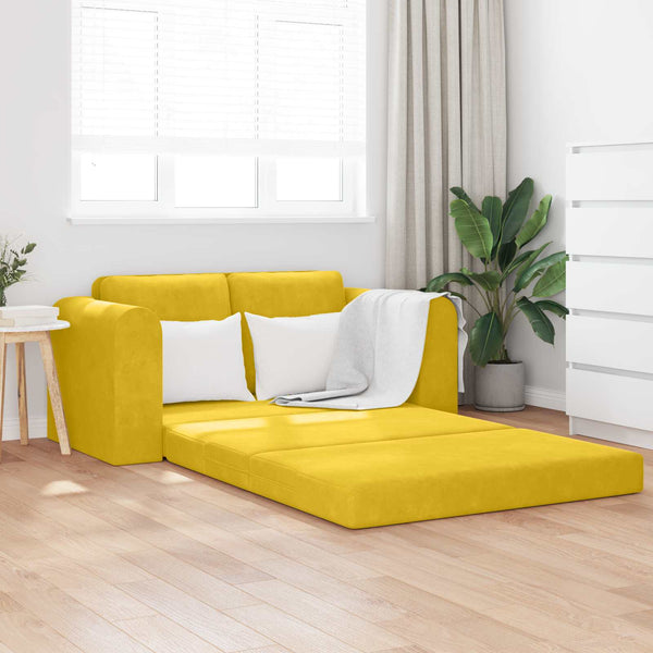 Gelbes Schlafsofa Samt 148 cm