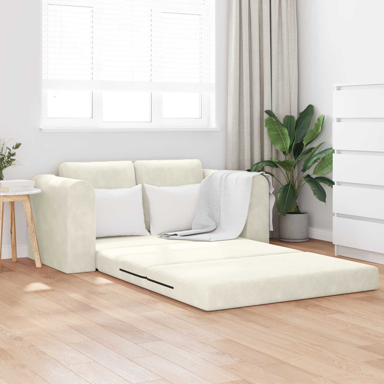 vidaXL Canapé-lit crème 148 x 71 x 83 cm velours