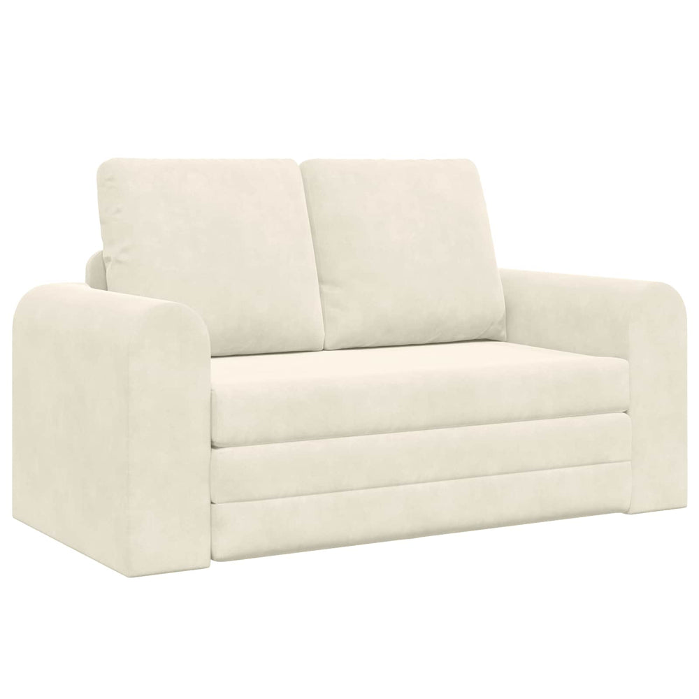 Creme Samt Schlafsofa 148 cm