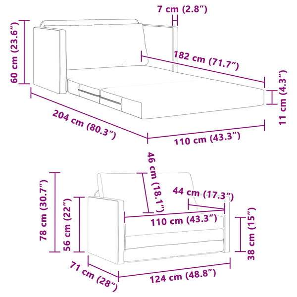 Schlafsofa 110cm Taupe Stoff