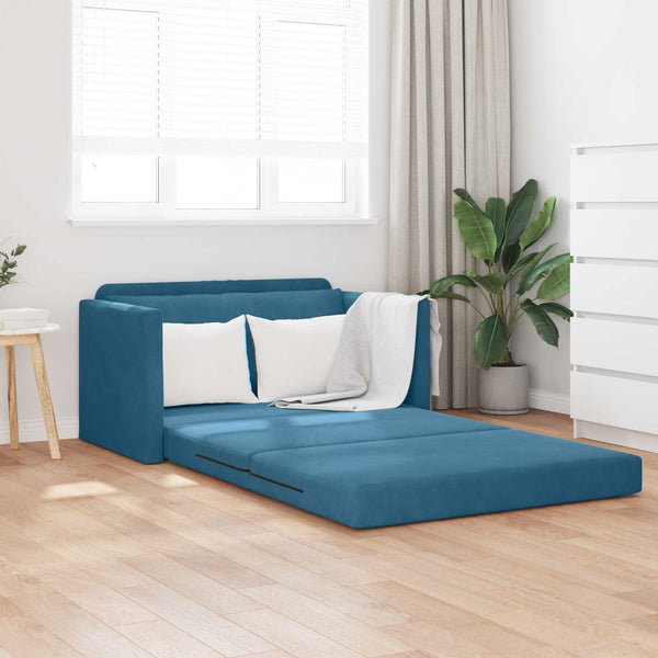 Blaues Schlafsofa Samt 124 cm