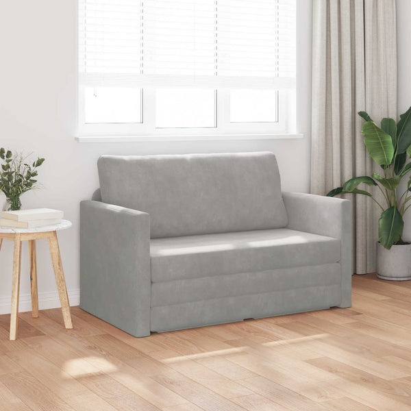 Schlafsofa Hellgrau Samt 124 cm