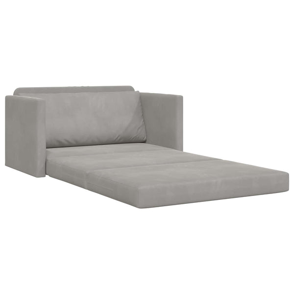 Schlafsofa Hellgrau Samt 124 cm