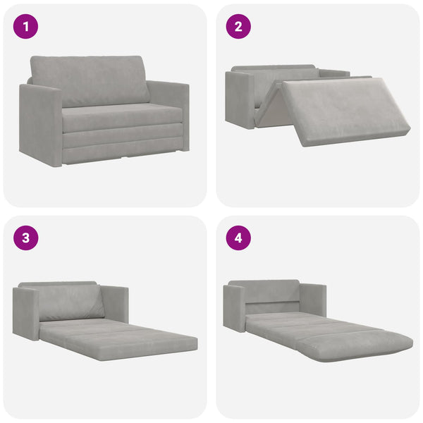 Schlafsofa Hellgrau Samt 124 cm