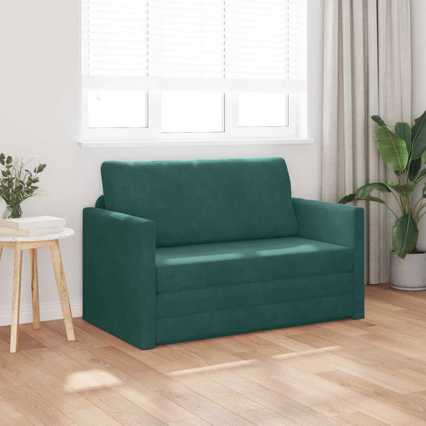 Schlafsofa Dunkelgrün Samt 124cm