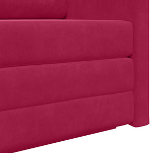 Weinrotes Samt Schlafsofa 124 cm