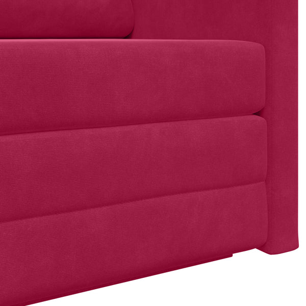 Weinrotes Samt Schlafsofa 124 cm