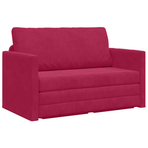 Weinrotes Samt Schlafsofa 124 cm