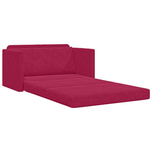 Weinrotes Samt Schlafsofa 124 cm