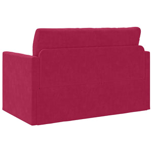 Weinrotes Samt Schlafsofa 124 cm