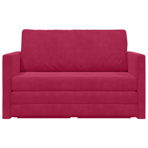 Weinrotes Samt Schlafsofa 124 cm
