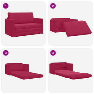 Weinrotes Samt Schlafsofa 124 cm