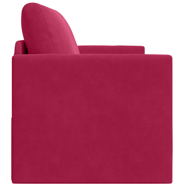 Weinrotes Samt Schlafsofa 124 cm