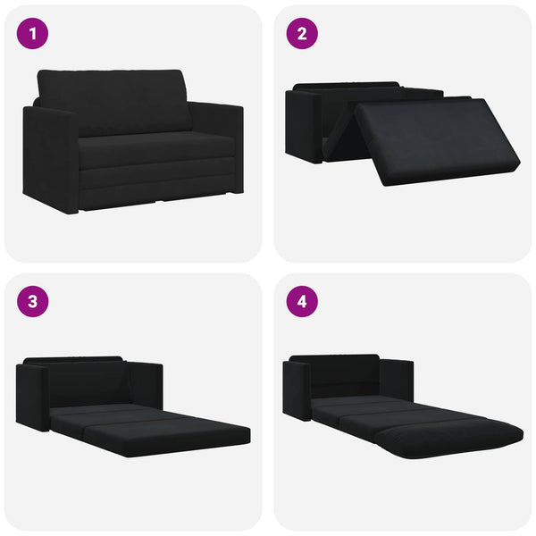 Schlafsofa Schwarz Samt 124 cm
