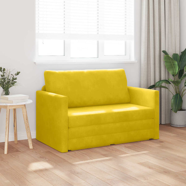 Schlafsofa Gelb Samt 124 cm