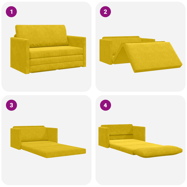 Schlafsofa Gelb Samt 124 cm