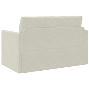 Creme Samt Schlafsofa 124 cm