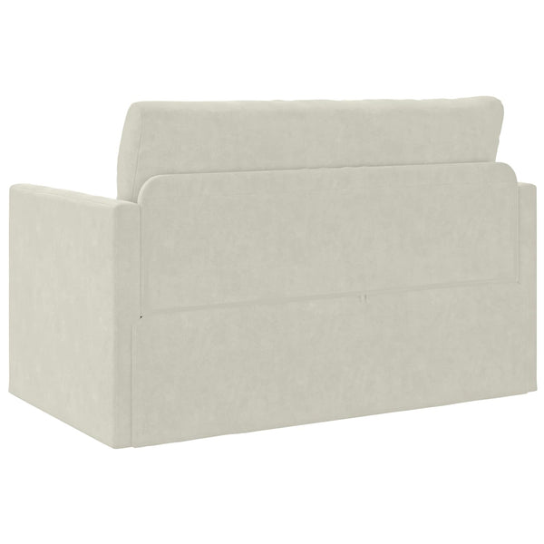 Creme Samt Schlafsofa 124 cm
