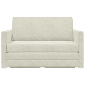 Creme Samt Schlafsofa 124 cm