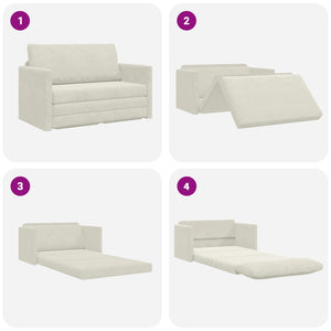 Creme Samt Schlafsofa 124 cm