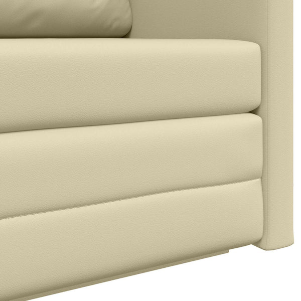 Schlafsofa Creme Kunstleder 124 cm
