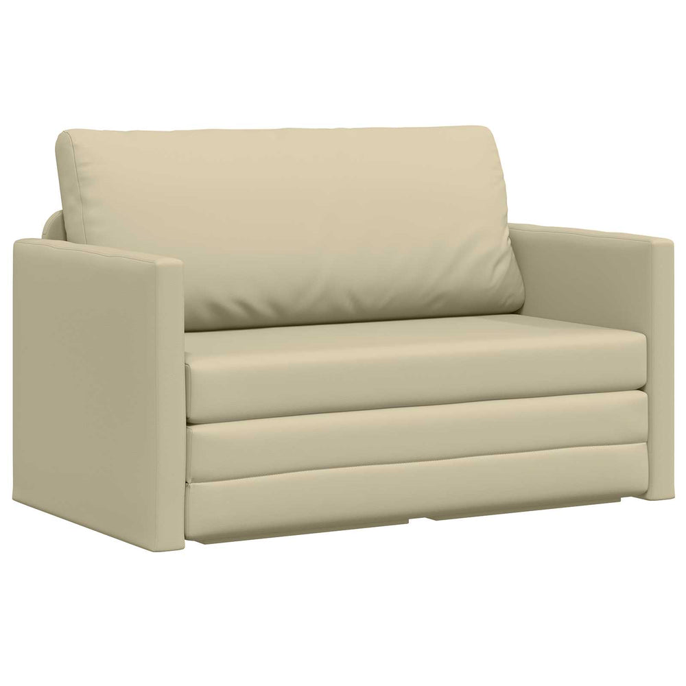 Schlafsofa Creme Kunstleder 124 cm
