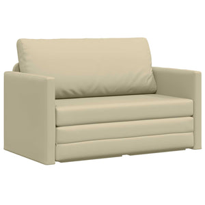 Schlafsofa Creme Kunstleder 124 cm