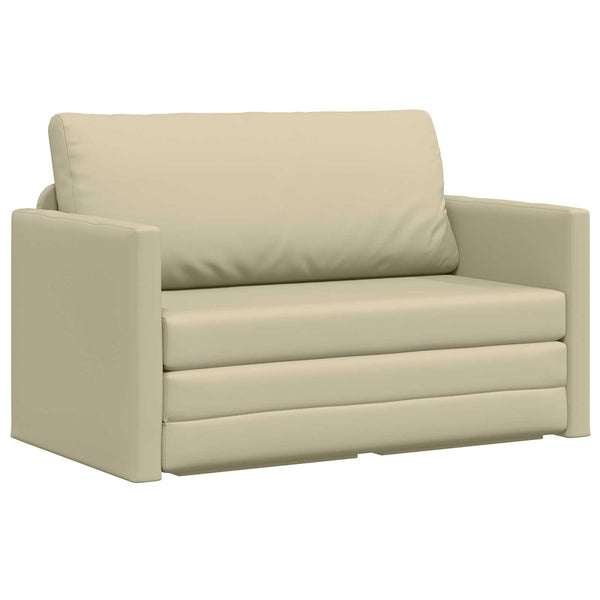 Schlafsofa Creme Kunstleder 124 cm