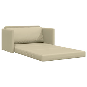 Schlafsofa Creme Kunstleder 124 cm