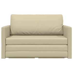 Schlafsofa Creme Kunstleder 124 cm
