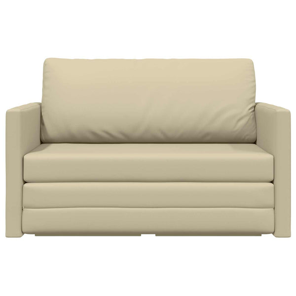 Schlafsofa Creme Kunstleder 124 cm
