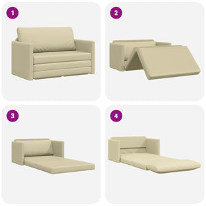 Schlafsofa Creme Kunstleder 124 cm