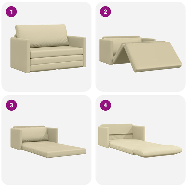 Schlafsofa Creme Kunstleder 124 cm