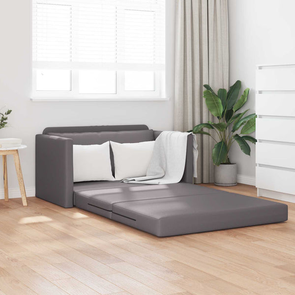 Graues Schlafsofa Kunstleder 124 cm