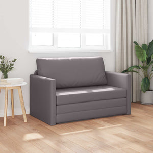 Graues Schlafsofa Kunstleder 124 cm