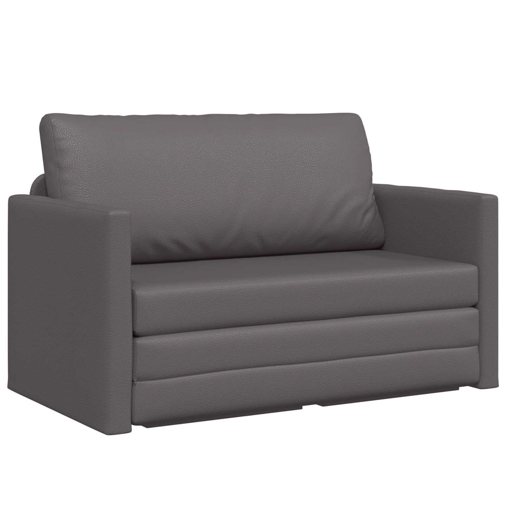 Graues Schlafsofa Kunstleder 124 cm