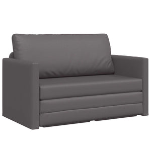 Graues Schlafsofa Kunstleder 124 cm