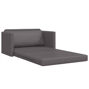 Graues Schlafsofa Kunstleder 124 cm