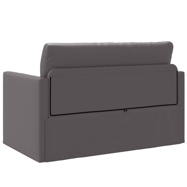 Graues Schlafsofa Kunstleder 124 cm