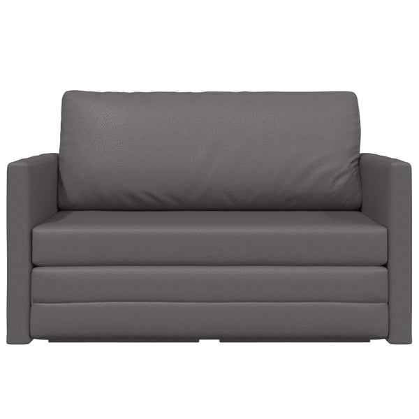 Graues Schlafsofa Kunstleder 124 cm