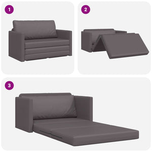 Graues Schlafsofa Kunstleder 124 cm