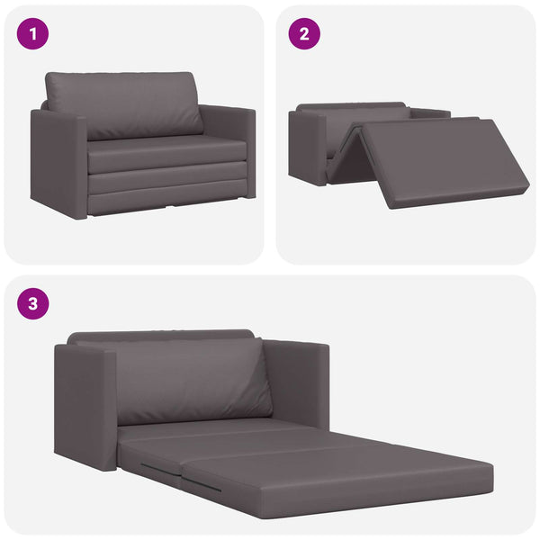 Graues Schlafsofa Kunstleder 124 cm