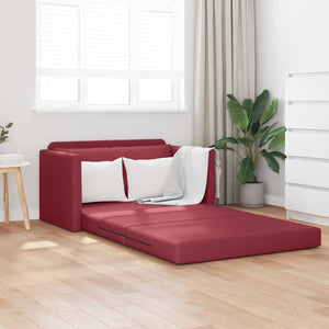 Schlafsofa Weinrot Kunstleder 124cm