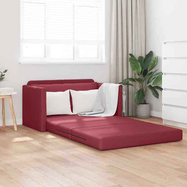 Schlafsofa Weinrot Kunstleder 124cm