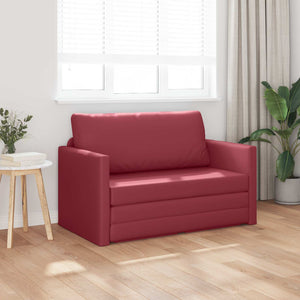 Schlafsofa Weinrot Kunstleder 124cm