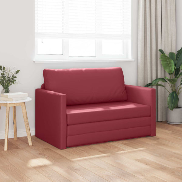 Schlafsofa Weinrot Kunstleder 124cm