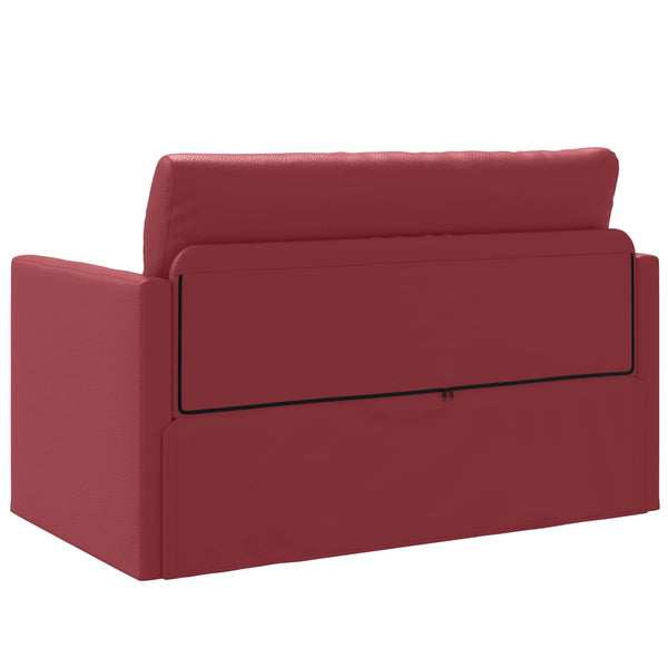 Schlafsofa Weinrot Kunstleder 124cm