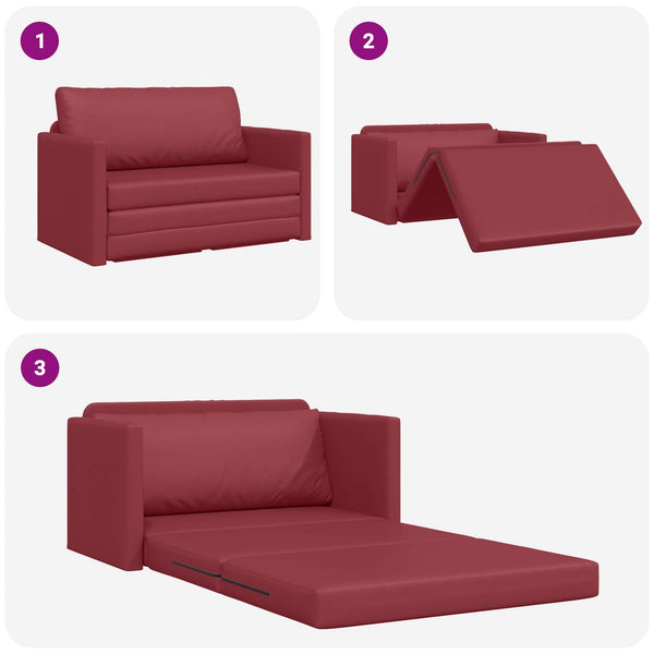 Schlafsofa Weinrot Kunstleder 124cm